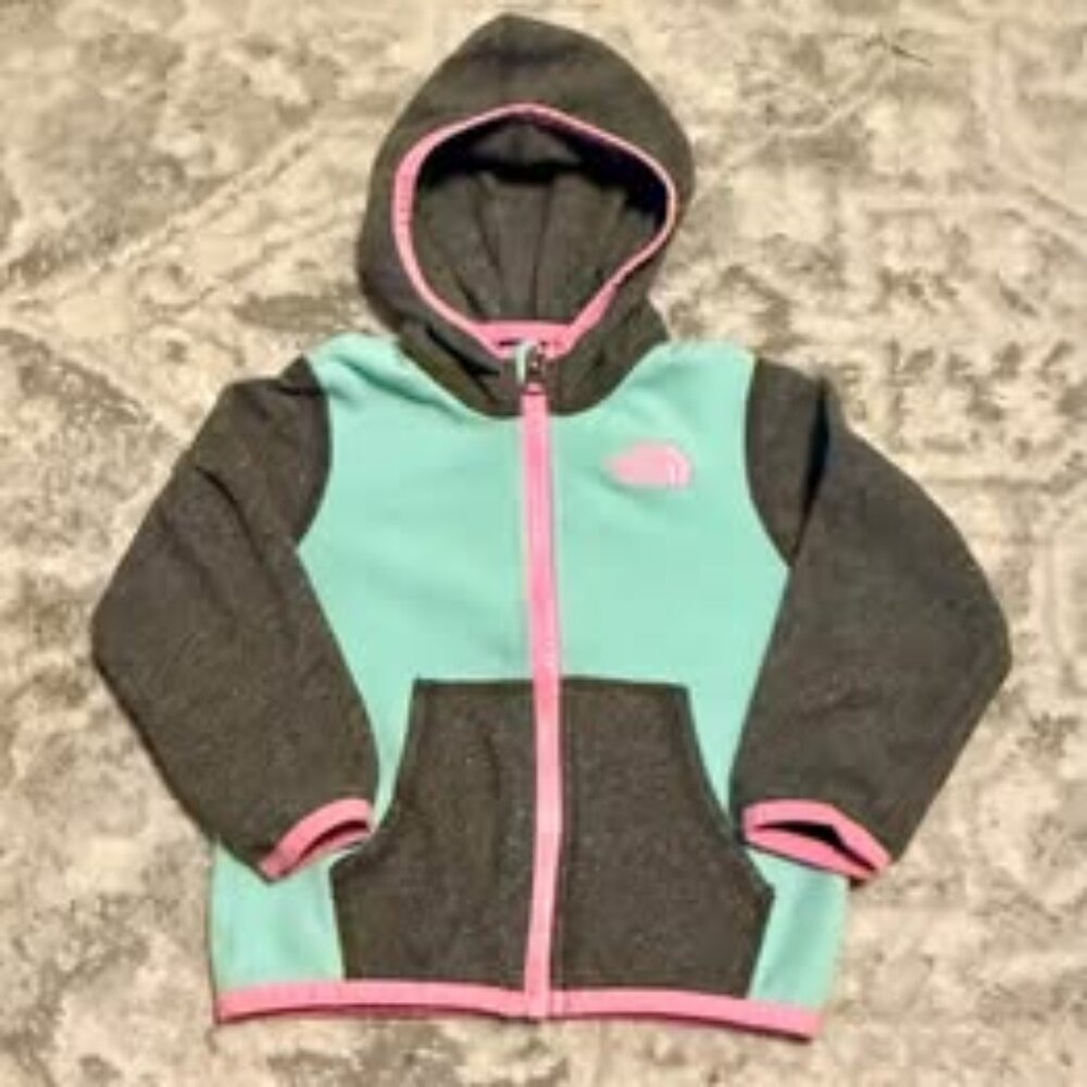 The North Face Infant Fleece Zip-Up Jacket 12–18 Months Gray Teal Pink